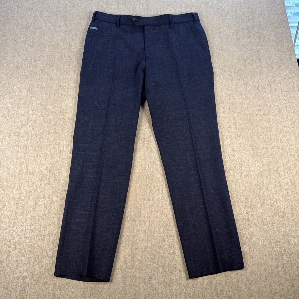 Meyer Pants Mens 33x28.5 Blue Bonn Micro Summer Fancy Chino‎ Trousers Modern Fit